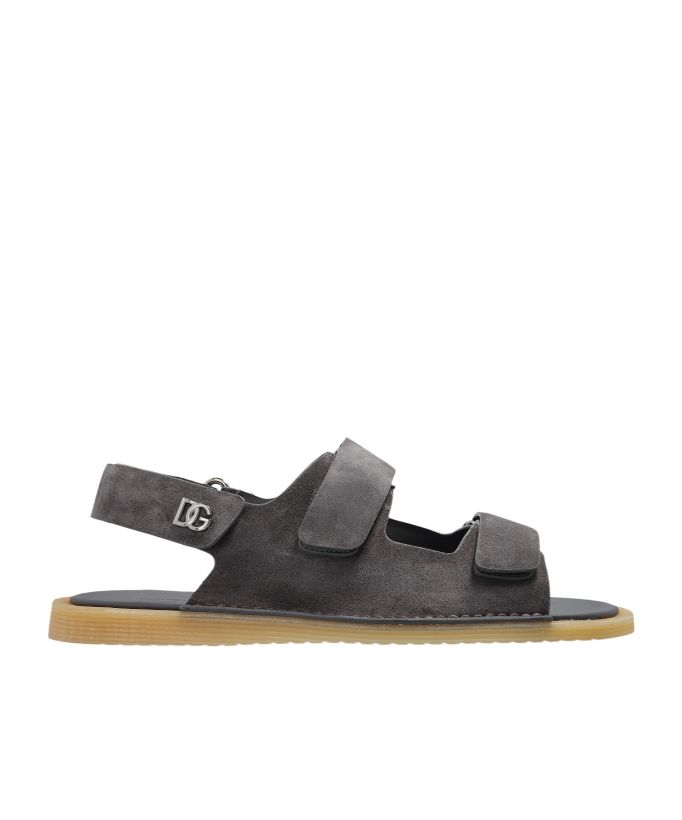 Dolce & Gabbana Touch-strap Leather Sandals In Black
