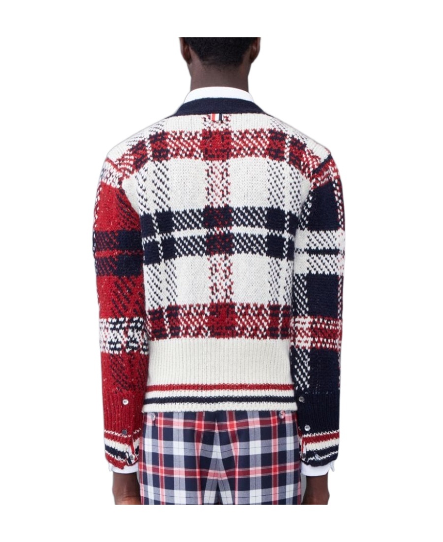 Thom Browne Fun Mix Tartan Jacquard Wool Cardigan In Multicolor