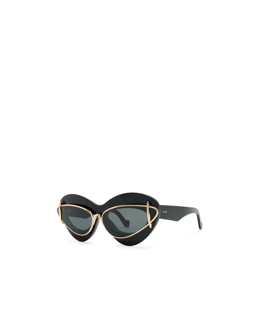 Loewe Double Frame Lw 40119i 01a Cat Eye Sunglasses In Black