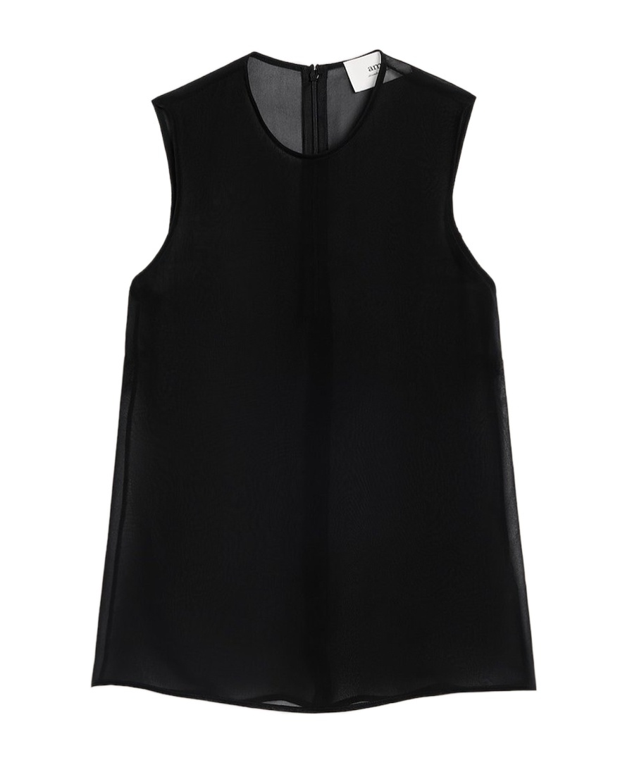Ami Alexandre Mattiussi Ami Paris Semi-sheer Sleeveless Top In Black