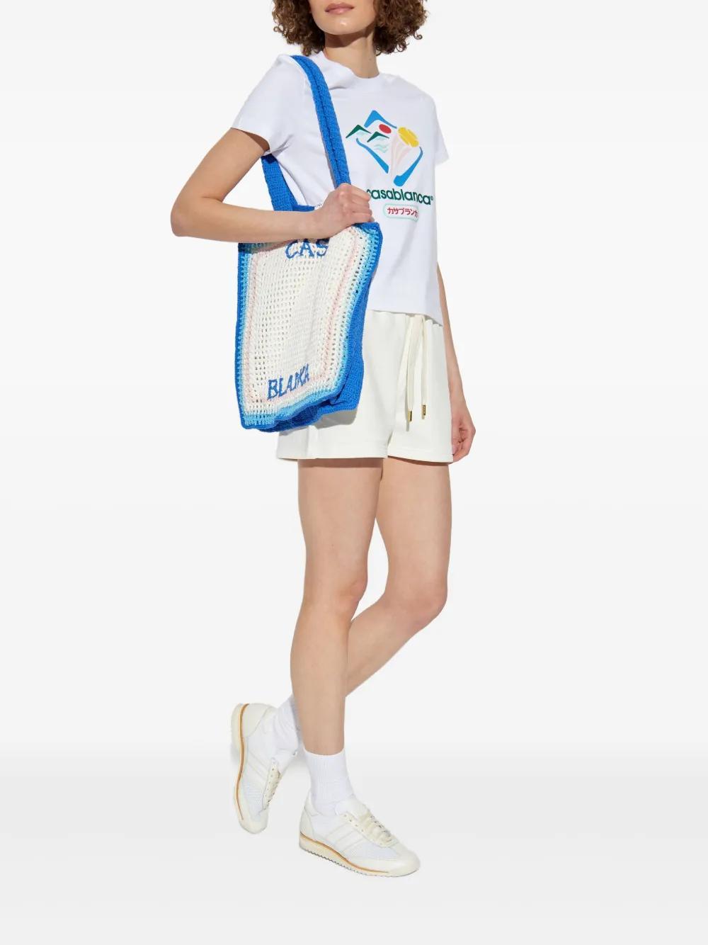 Casablanca Montagne Sportif Cropped T-shirt In White