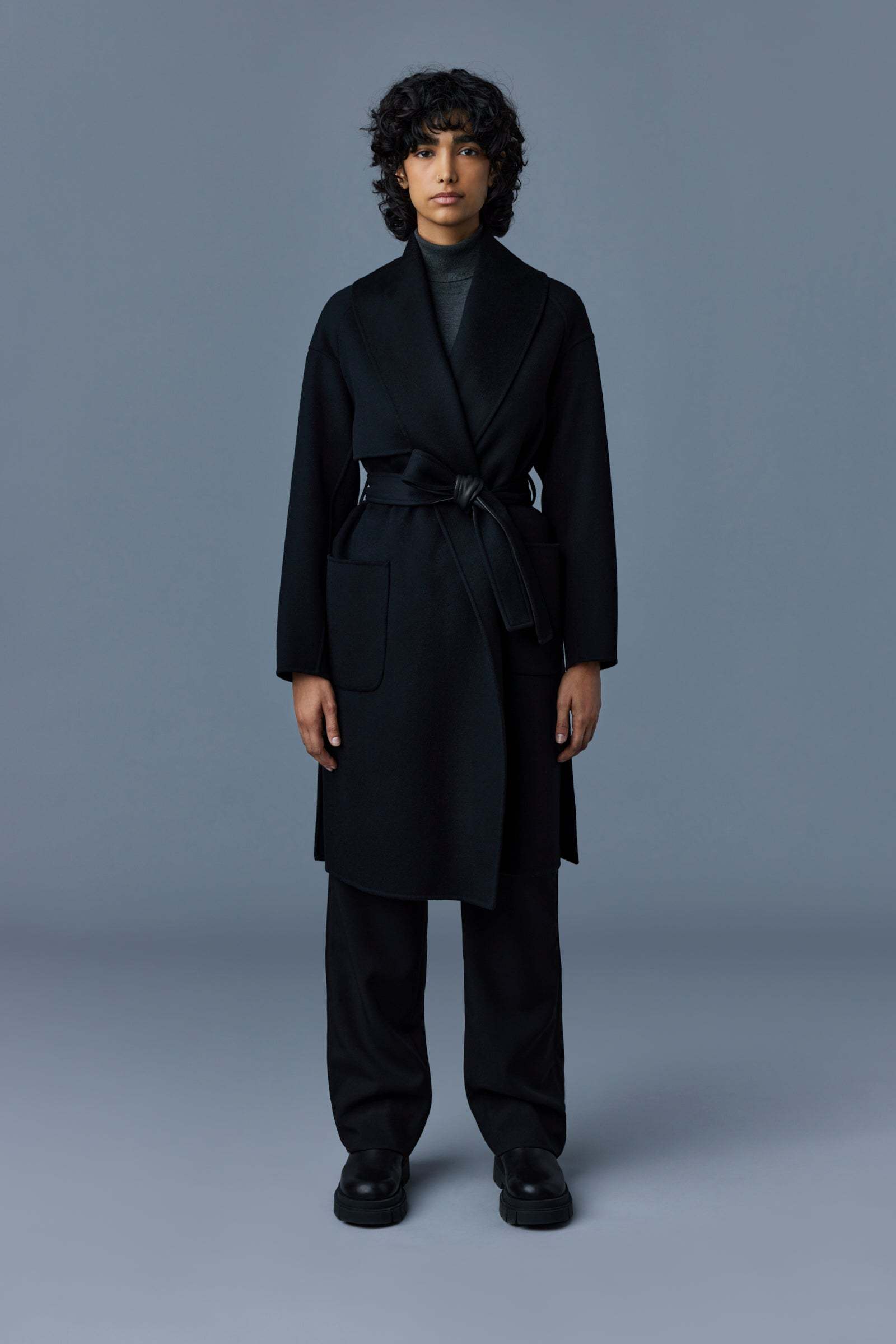 Mackage Wool Overcoat In Black