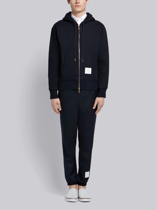 Thom Browne Center-back Stripe Loopback Hoodie In Black