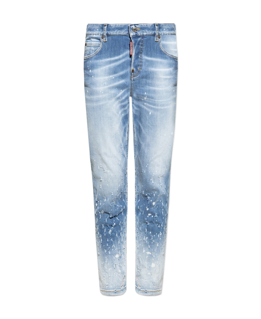 Dsquared2 Cropped Distressed-effect Skinny Jeans In Blue