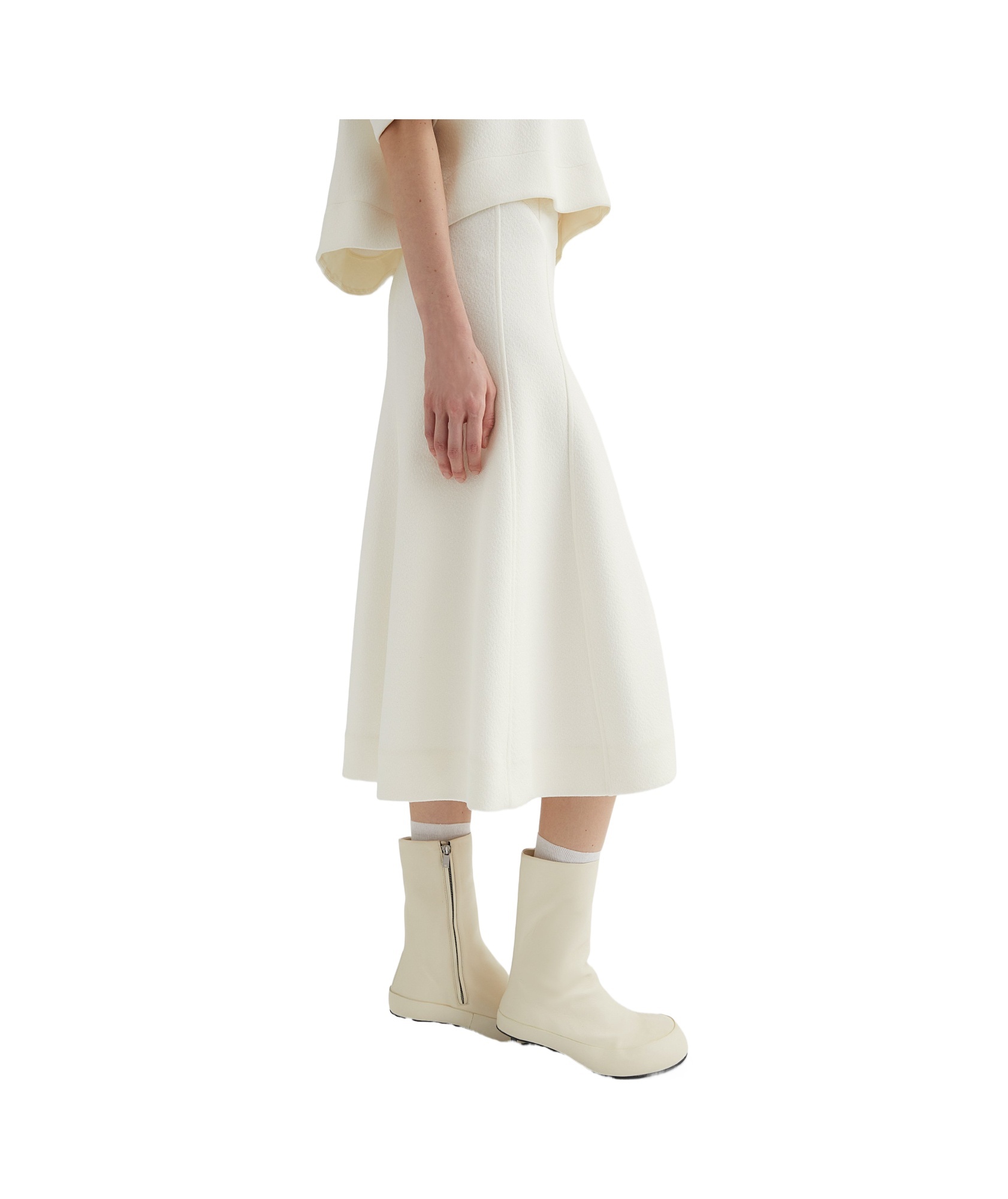 Jil Sander Flared A-line Midi Skirt In White