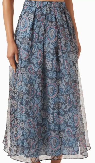 Weekend Max Mara Printed Midi Skirt In Gray