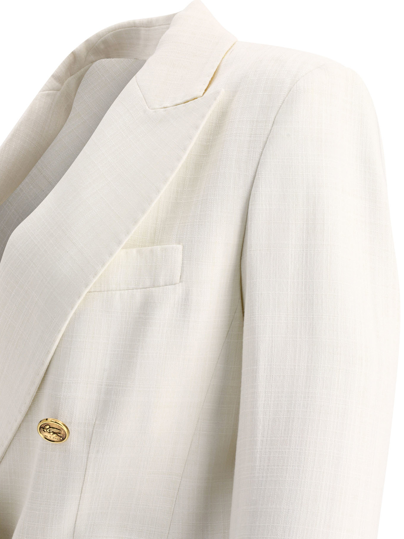 Etro Zweireihiger Blazer Aus Geflammtem Stoff In White