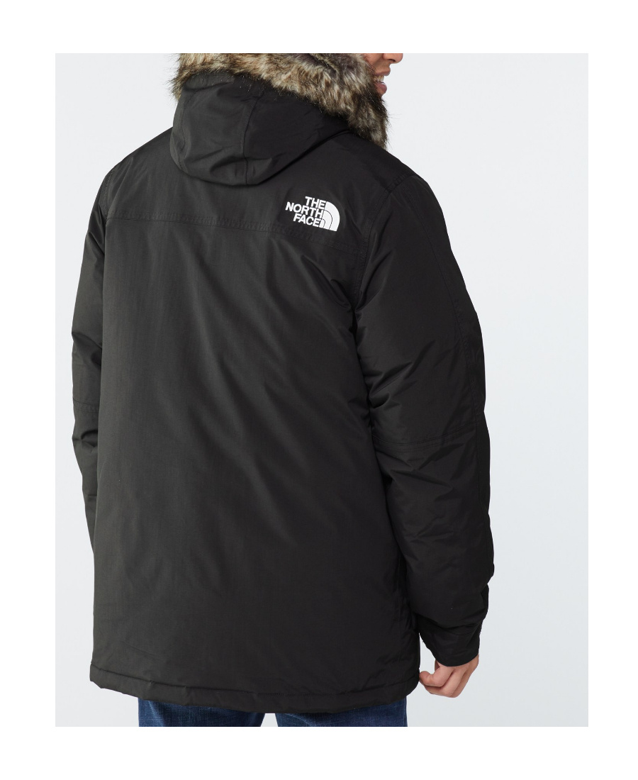 The North Face Logo Zipper Down Jacket In Black