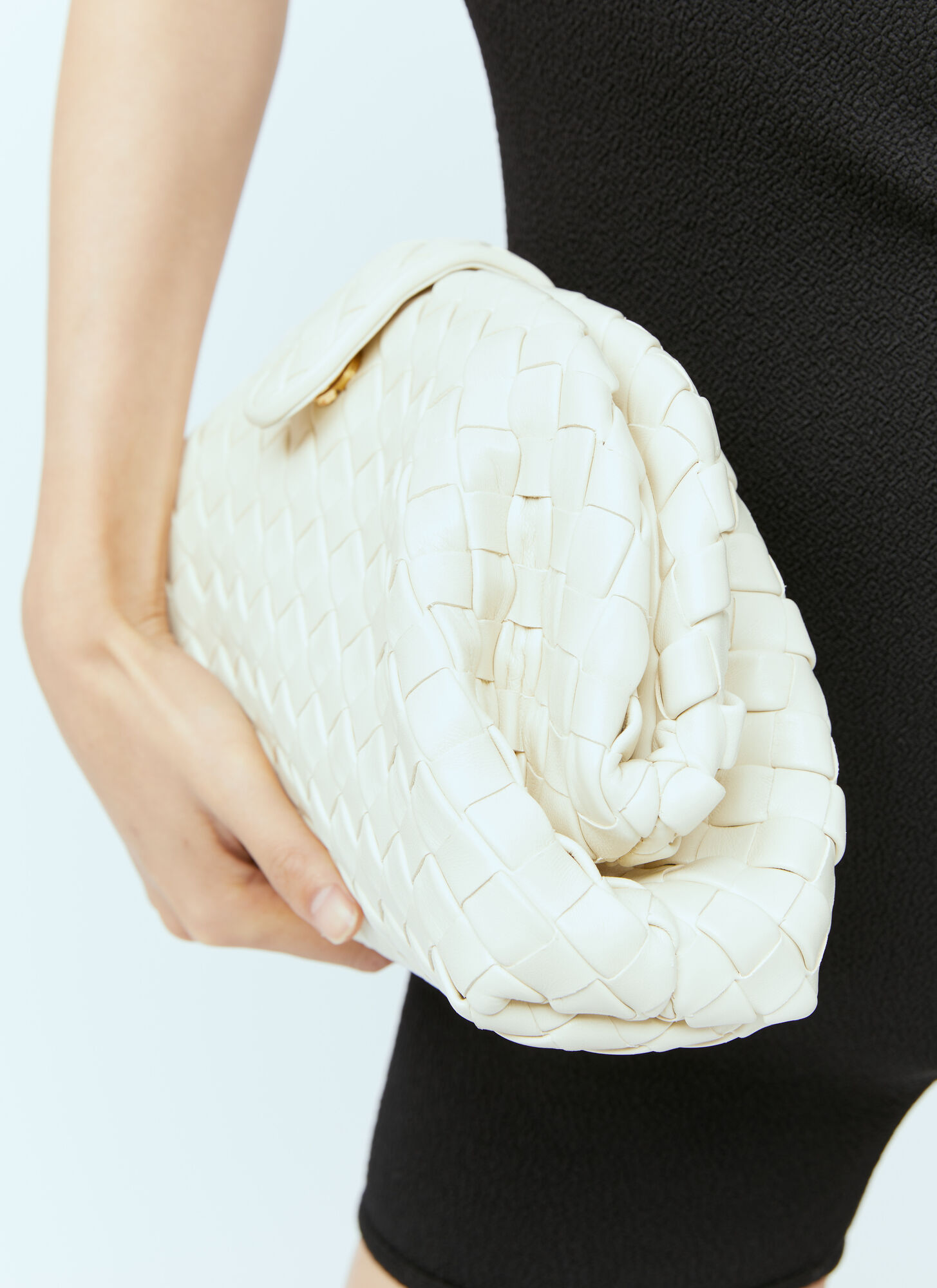 Bottega Veneta Lauren 1980 Teen Leather Clutch In White