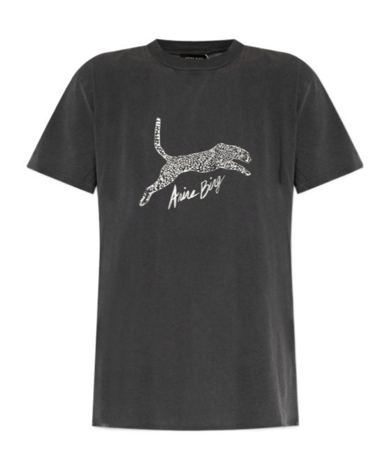 ANINE BING WALKER LEOPARD-LOGO ORGANIC COTTON T-SHIRT
