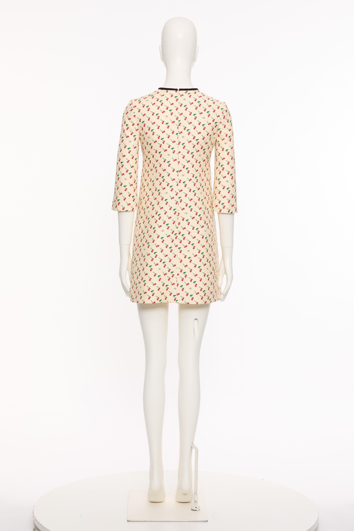 Valentino Cherry Print Crepe Couture Mini Dress