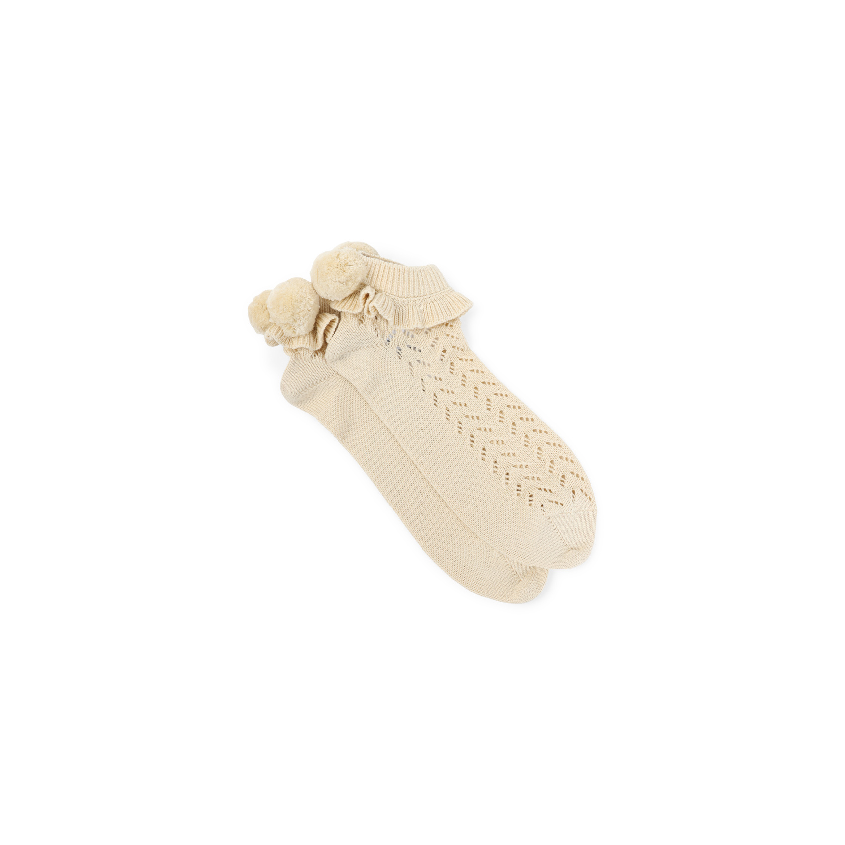 Valentino Garavani Pointelle Pompom Ankle Socks In Nude