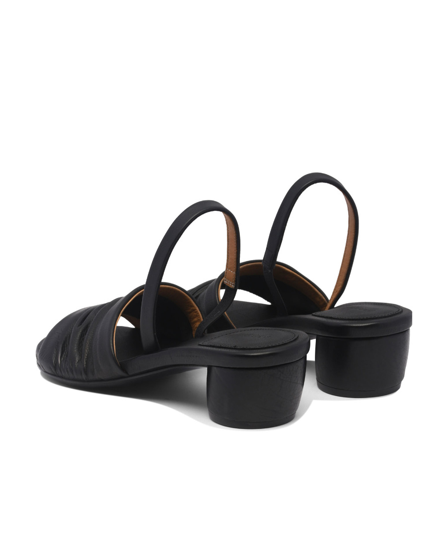 Shop Marsèll Round-toe Leather Slingback Sandals In Black