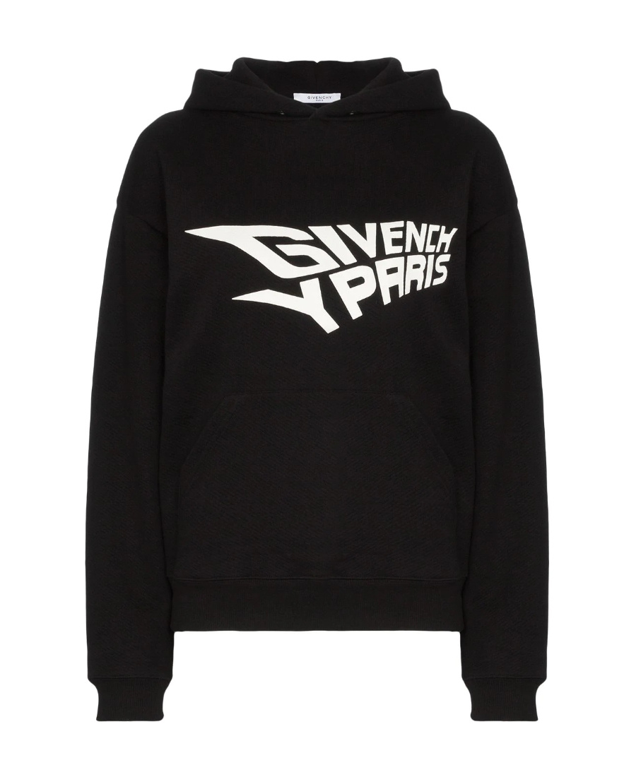 Givenchy Logo Printed Hooded Sweater In Black