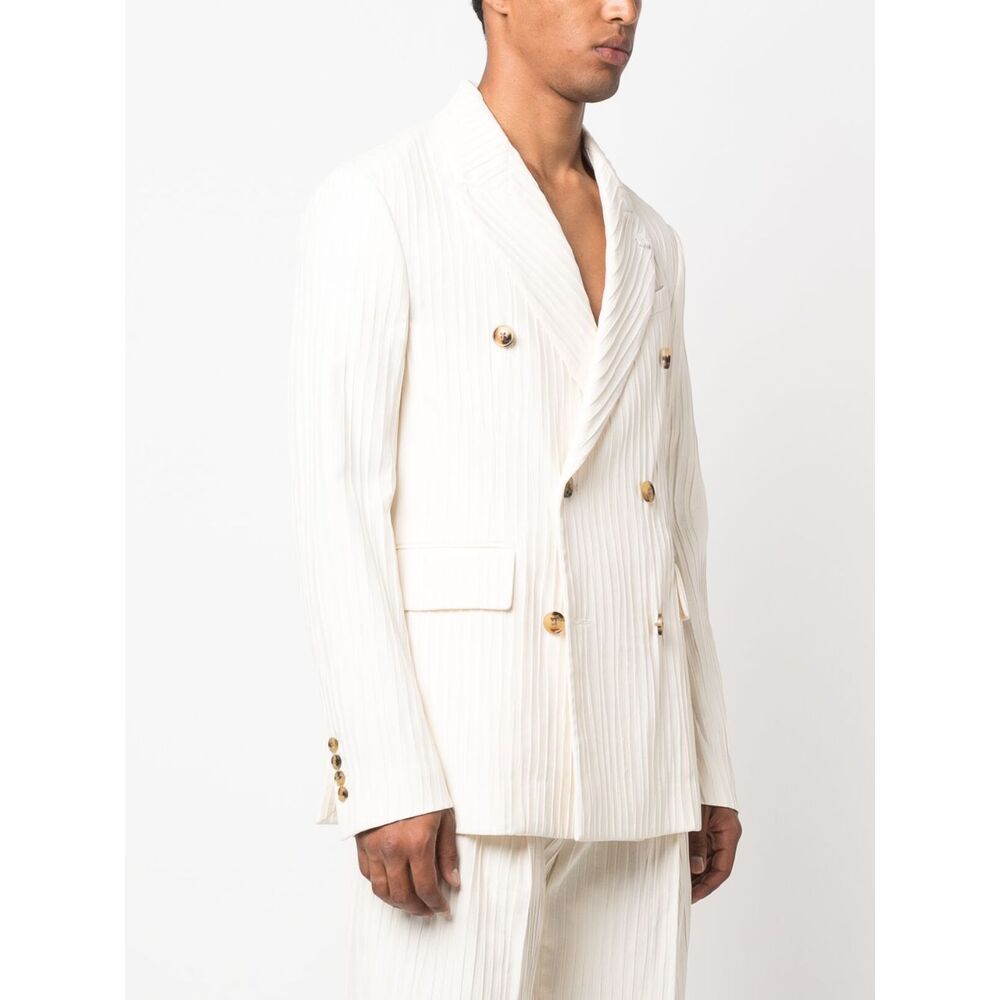 Amiri Striped Double-breasted Blazer In White
