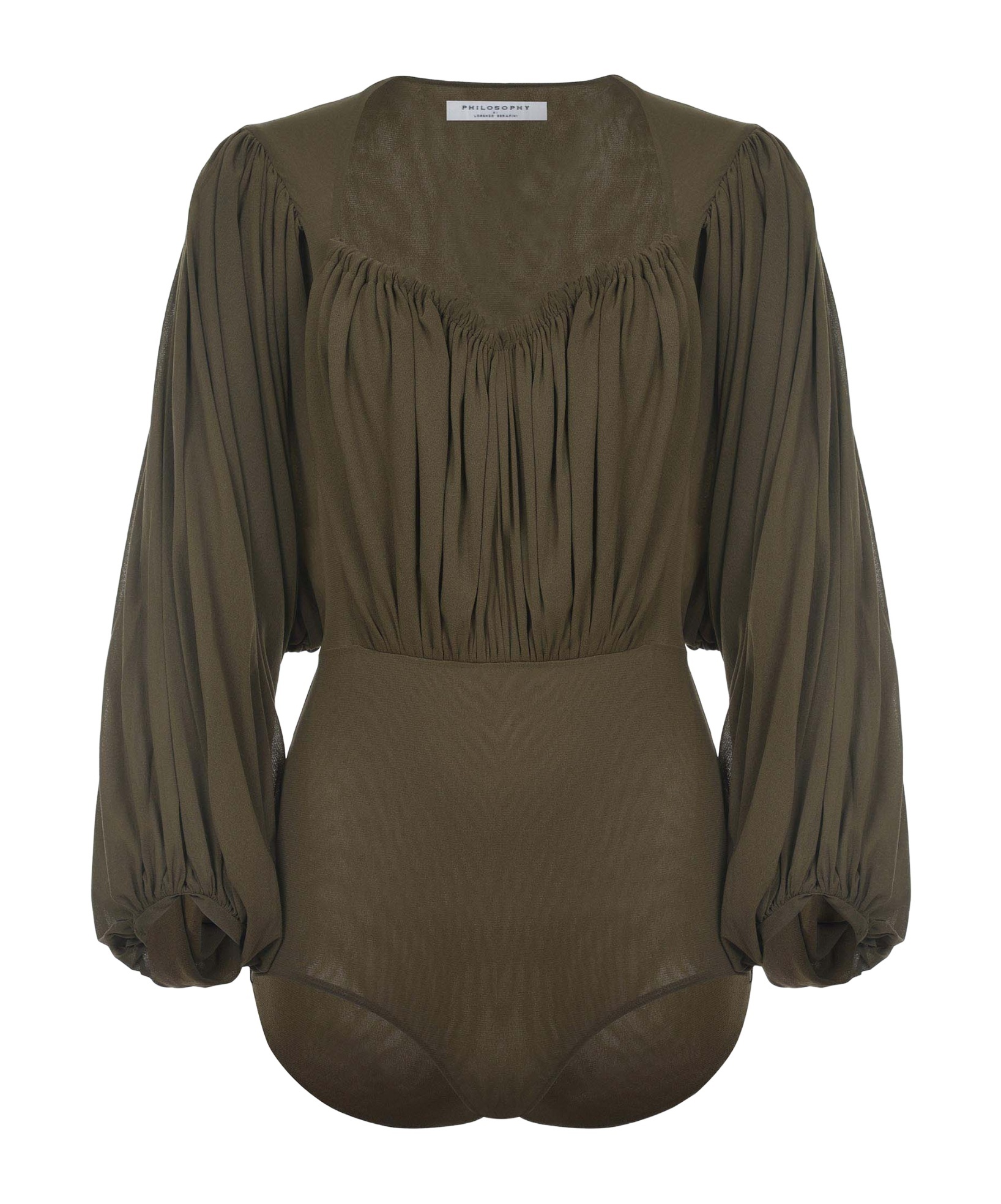 Philosophy Di Lorenzo Serafini Scoop Neck Draped Bodysuit In Brown