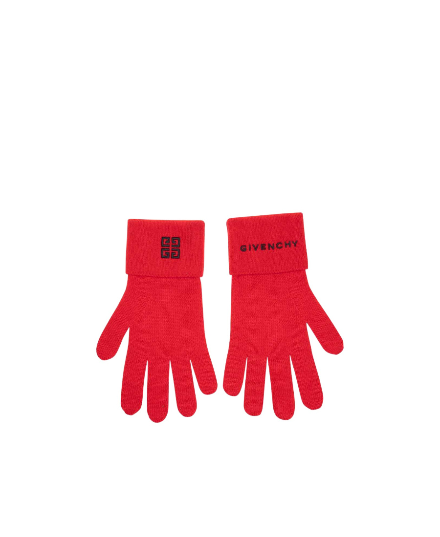 Givenchy Rib Gloves In Red