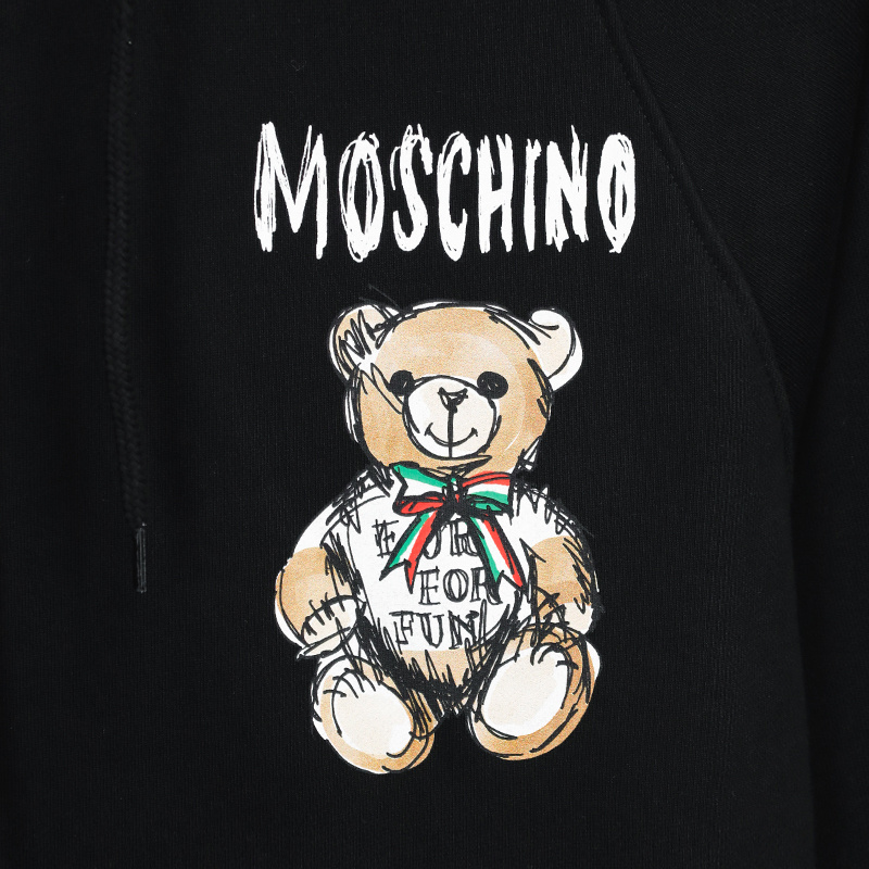 Moschino Logo Logo Hooded Sweater In Black