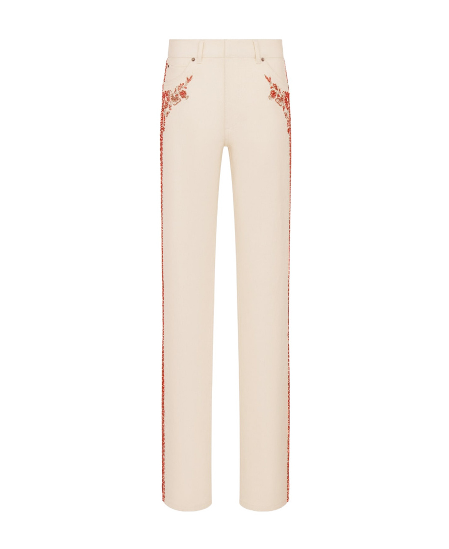 Dior Jeans With Beaded Pattern In White