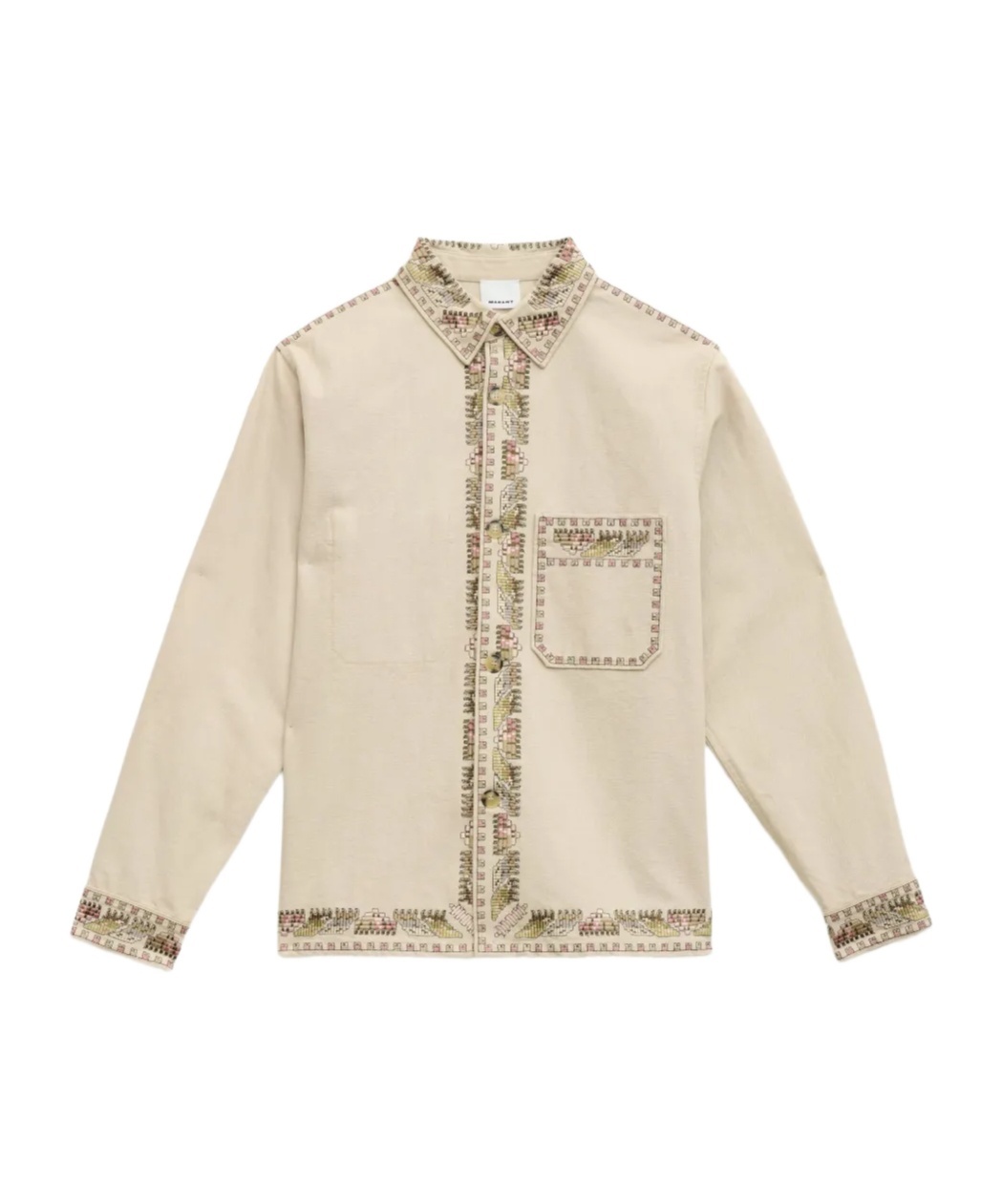 Isabel Marant Beaded Long Sleeve Jacket With Patch Pocket In Neutral