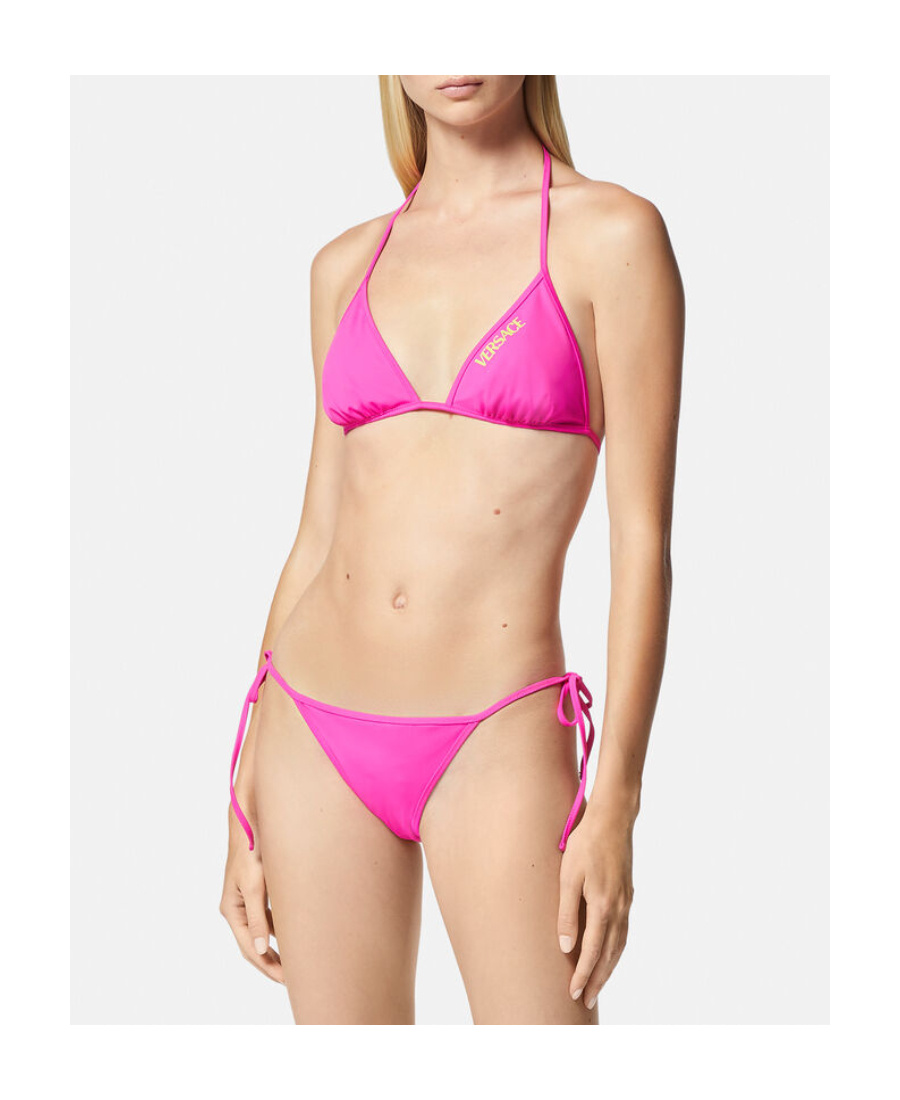 Versace Reversible Logo Orchid Bikini Bottoms In Pink