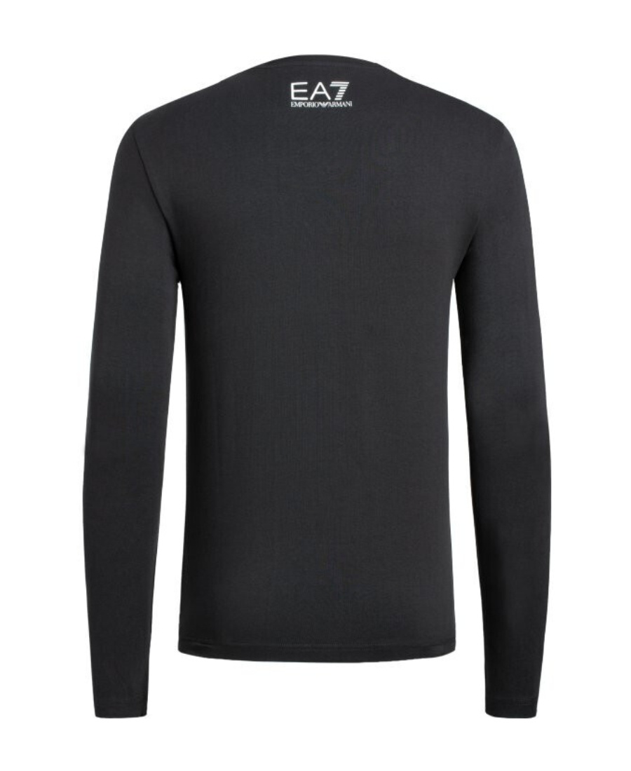 Ea7 Logo Long-sleeved T-shirt In Black