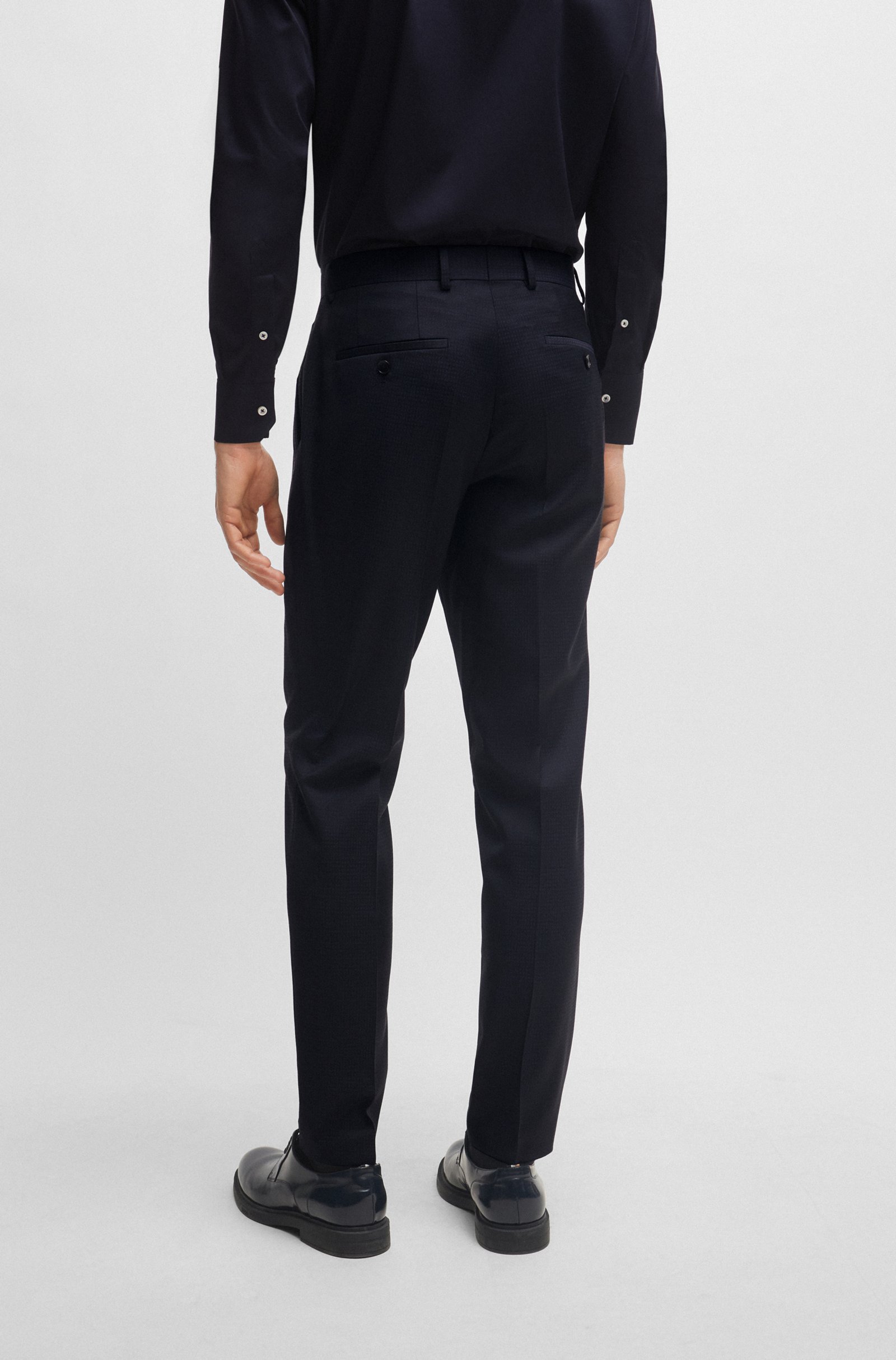 Hugo Boss Single-breasted Virgin Wool Suit In Black