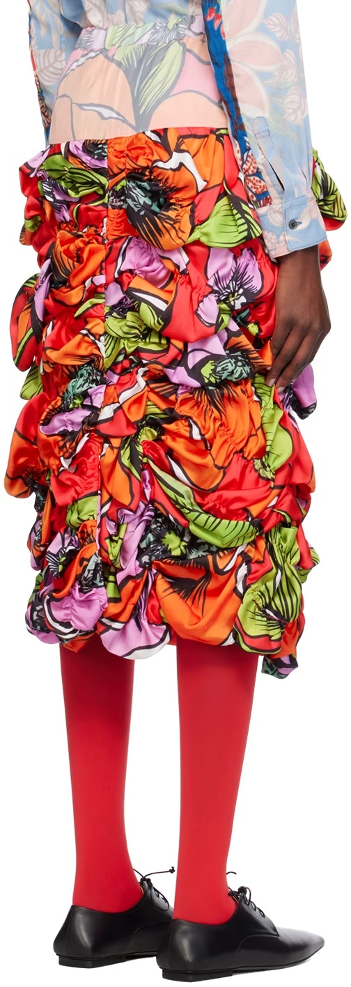 Comme Des Garçons Multicolor Floral Midi Skirt In Multicolor