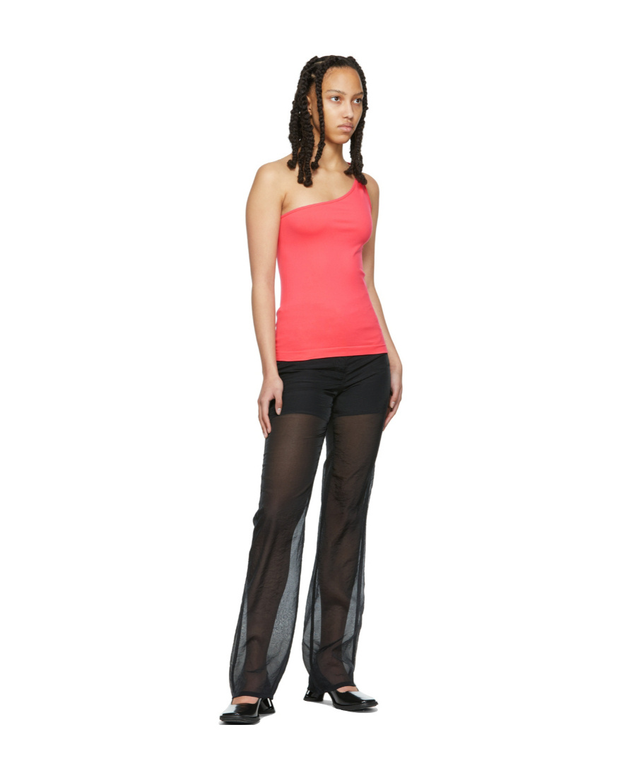 Helmut Lang Twisted One-shoulder Tank Top In Pink