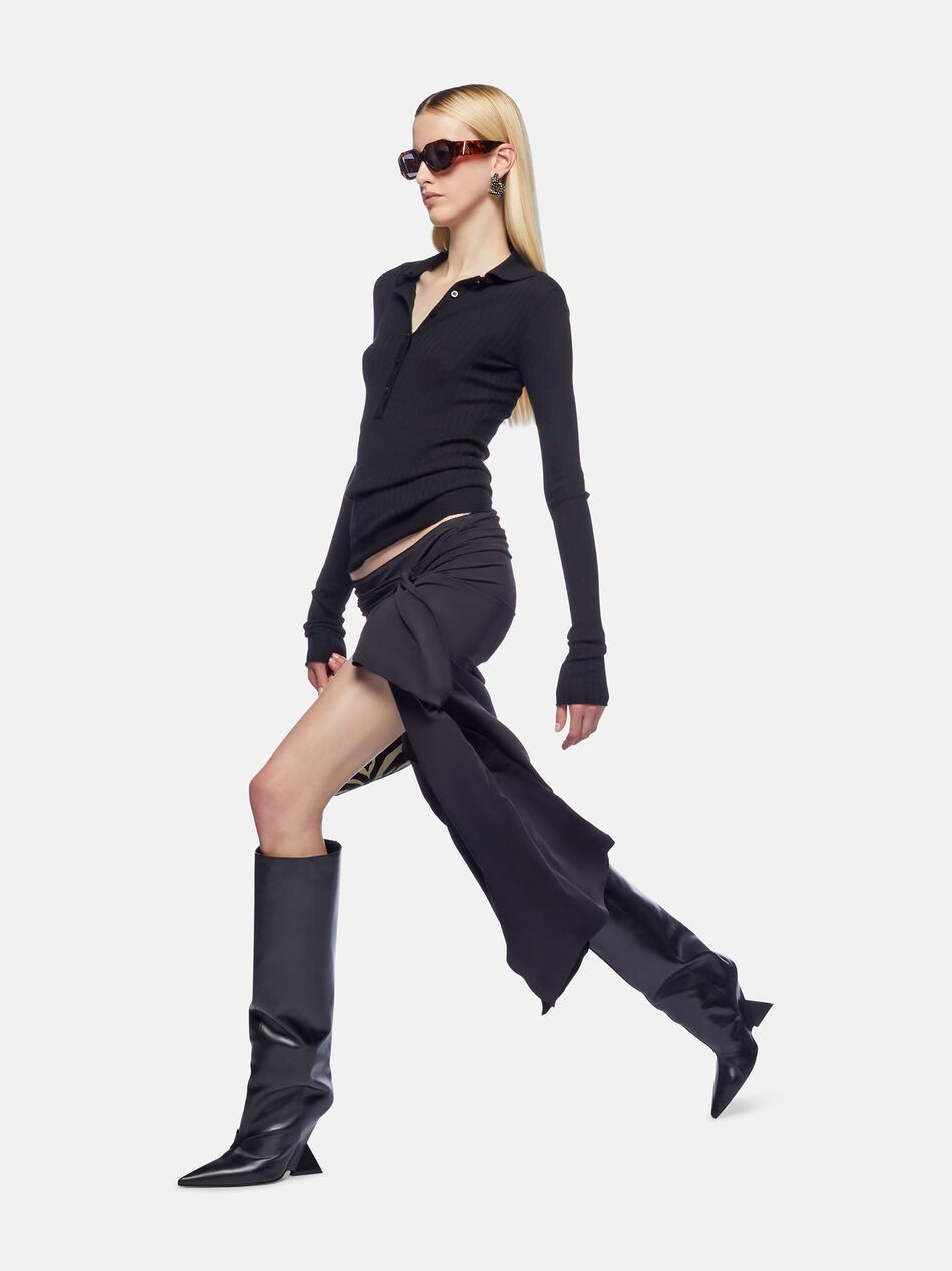 Attico Ribbed Sweater Sweaters And Cardigans In Black