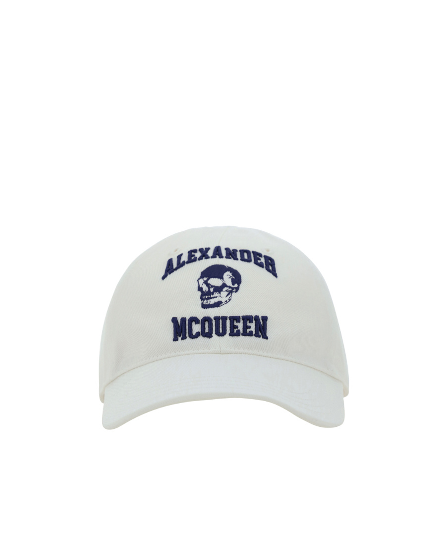 Alexander Mcqueen Embroidered-motif Cotton Cap In White