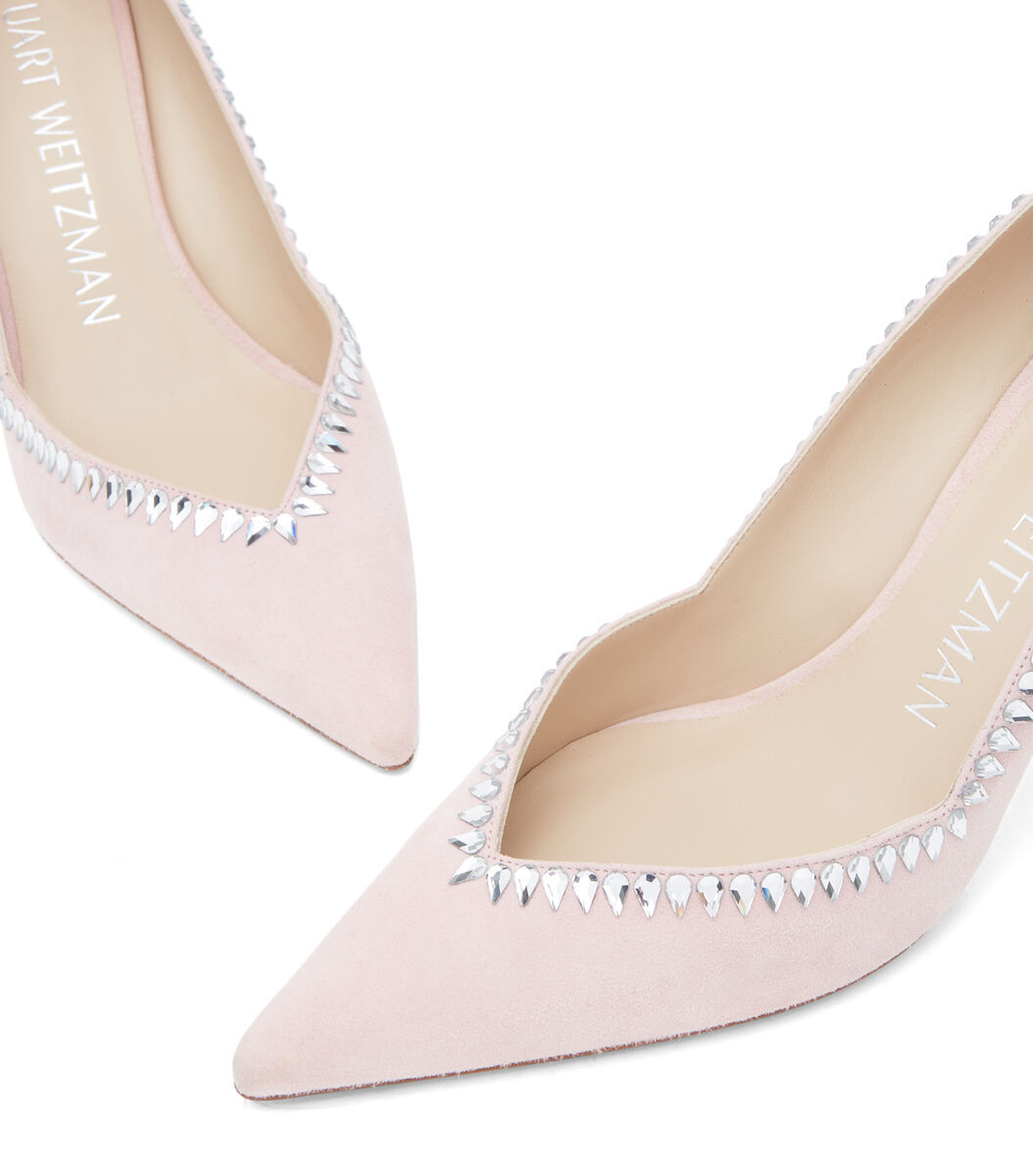 Stuart Weitzman 70mm Suede Crystal-embellished Pumps In Pink