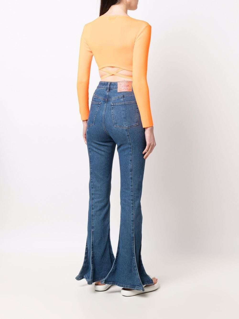 Msgm Wrap Knitted Crop Top In Orange