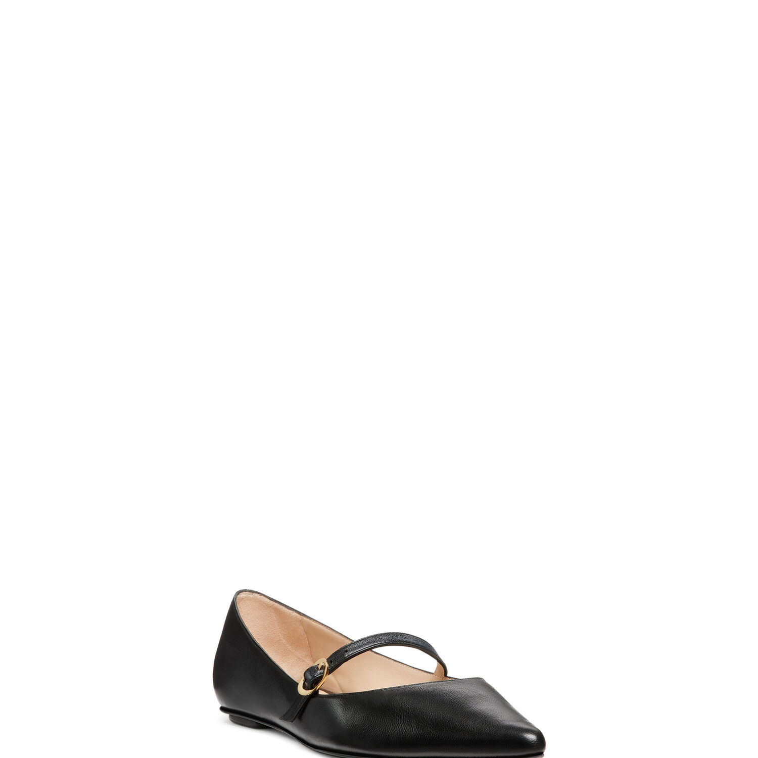 Stuart Weitzman Emilia Leather Mary Jane Point-toe Flats In Black