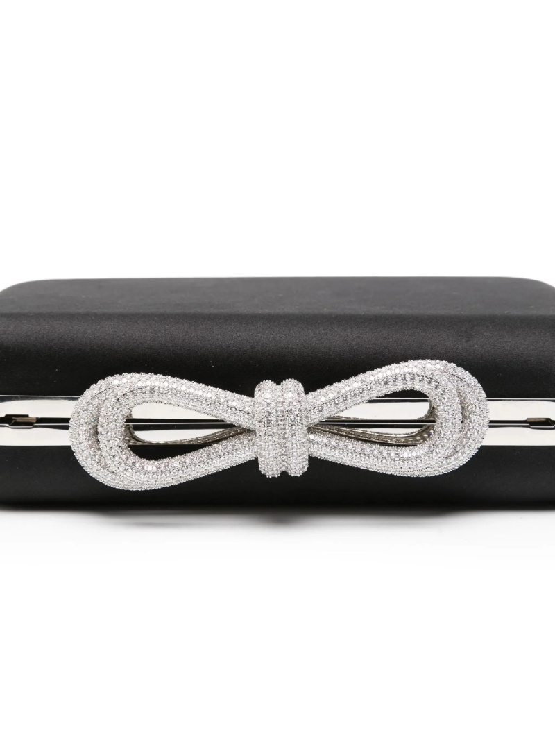 Machmach Crystal-embellished Bow Clutch In Black