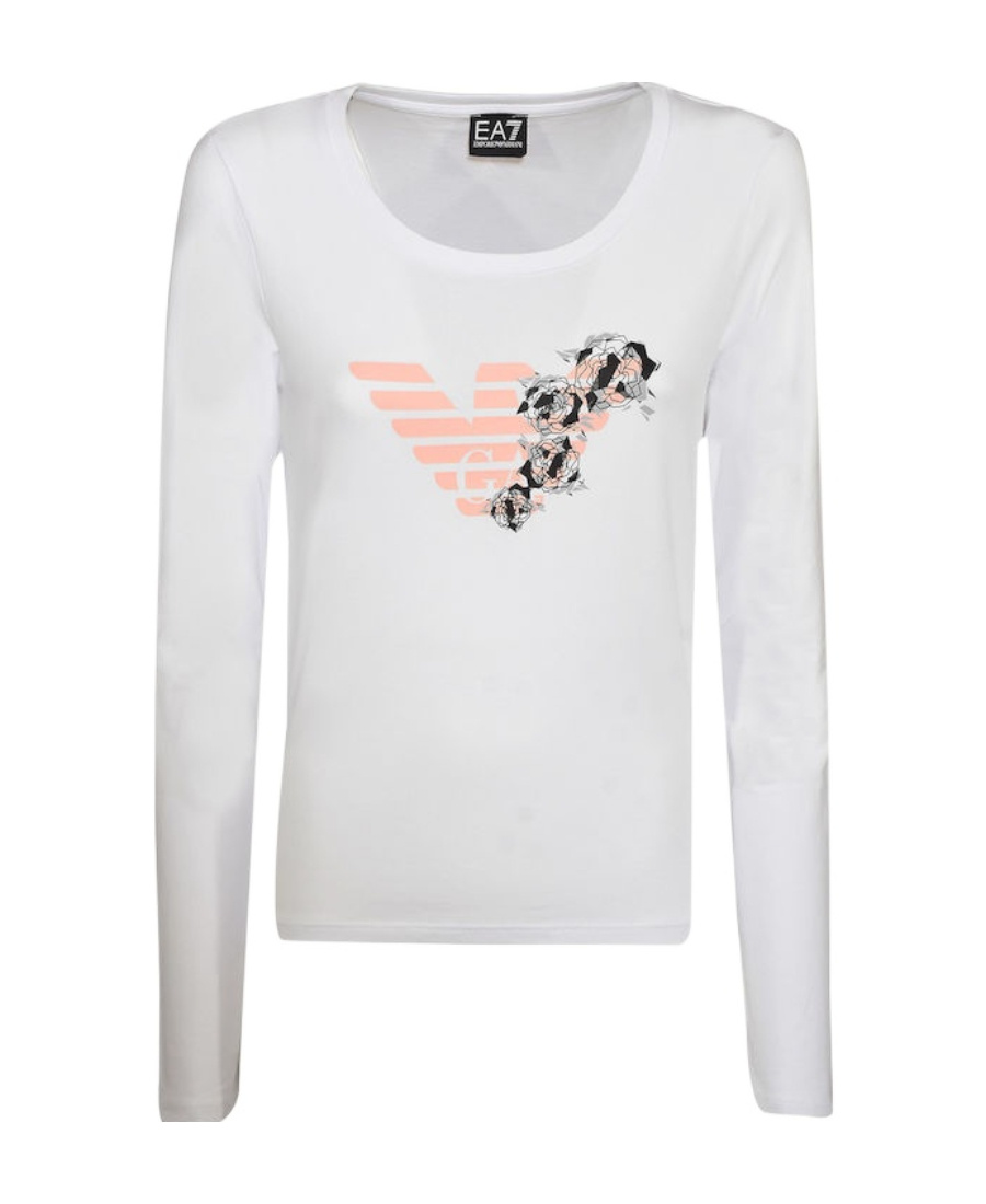 Ea7 T-shirt With Round Neck And Long Sleeves In White