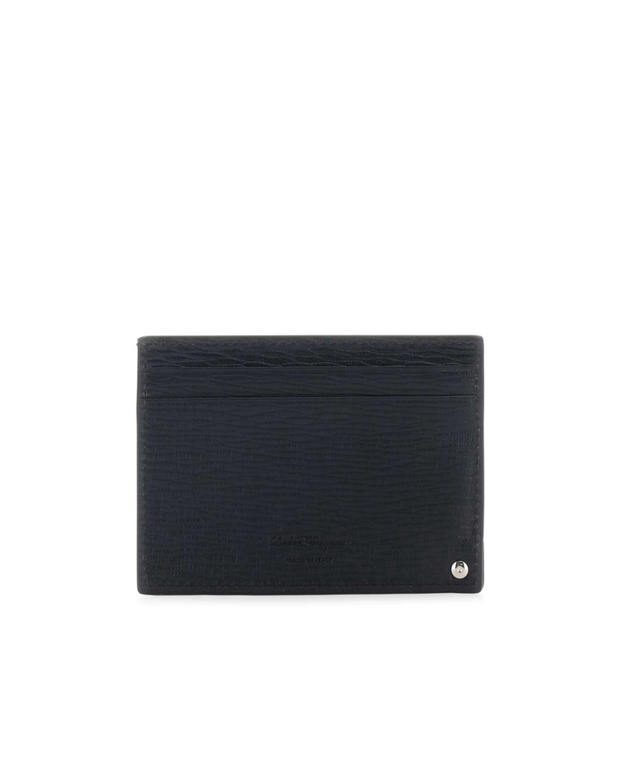 Ferragamo Gancini Bi-fold Leather Wallet In Black