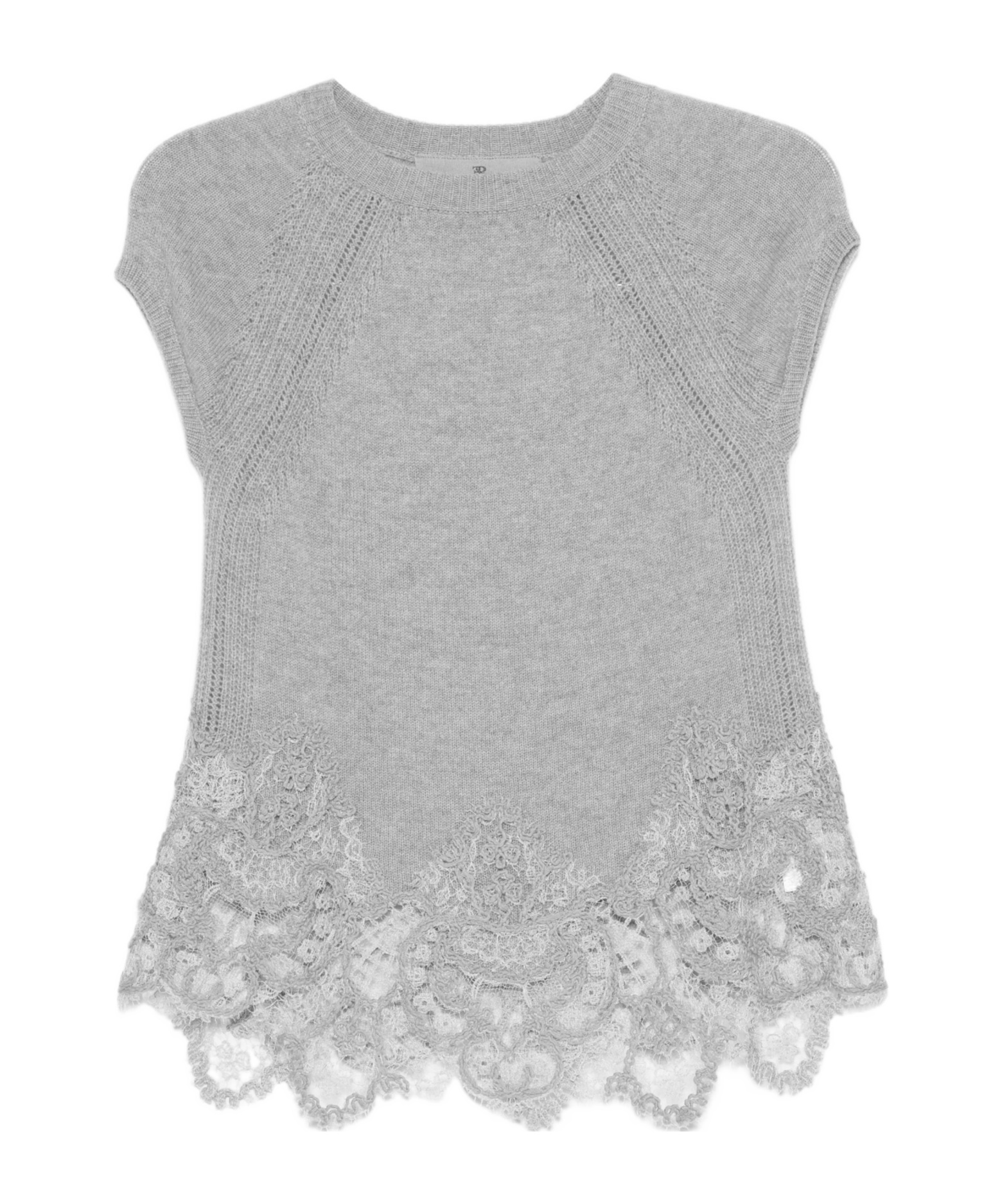Ermanno Scervino Cashmere Lace Top Cap Sleeves In Gray