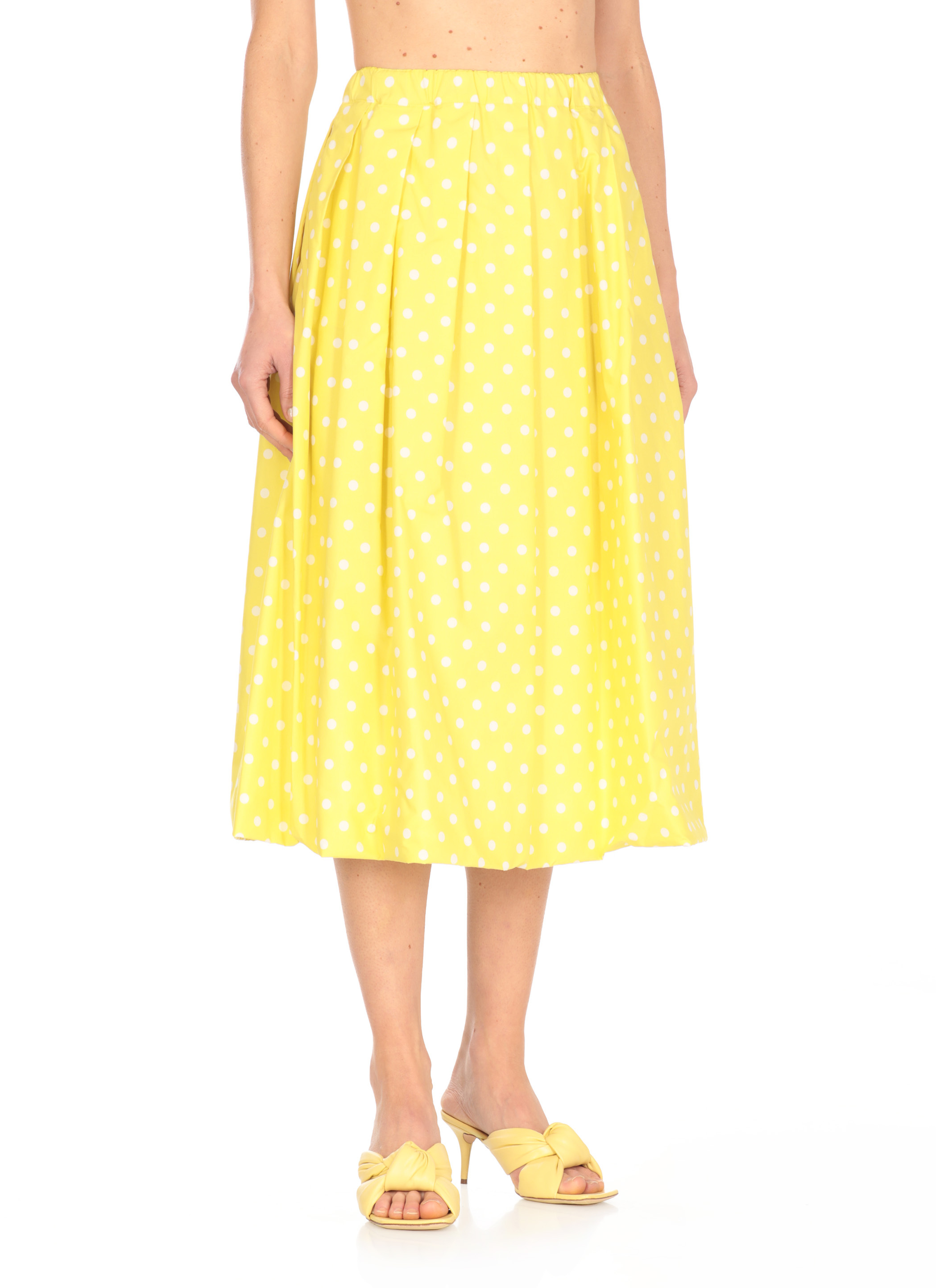 Fabiana Filippi Polka-dot Midi Pleated Skirt In Yellow