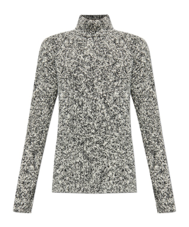 Dolce & Gabbana Two-tone Knit Turtleneck Sweater In Gray
