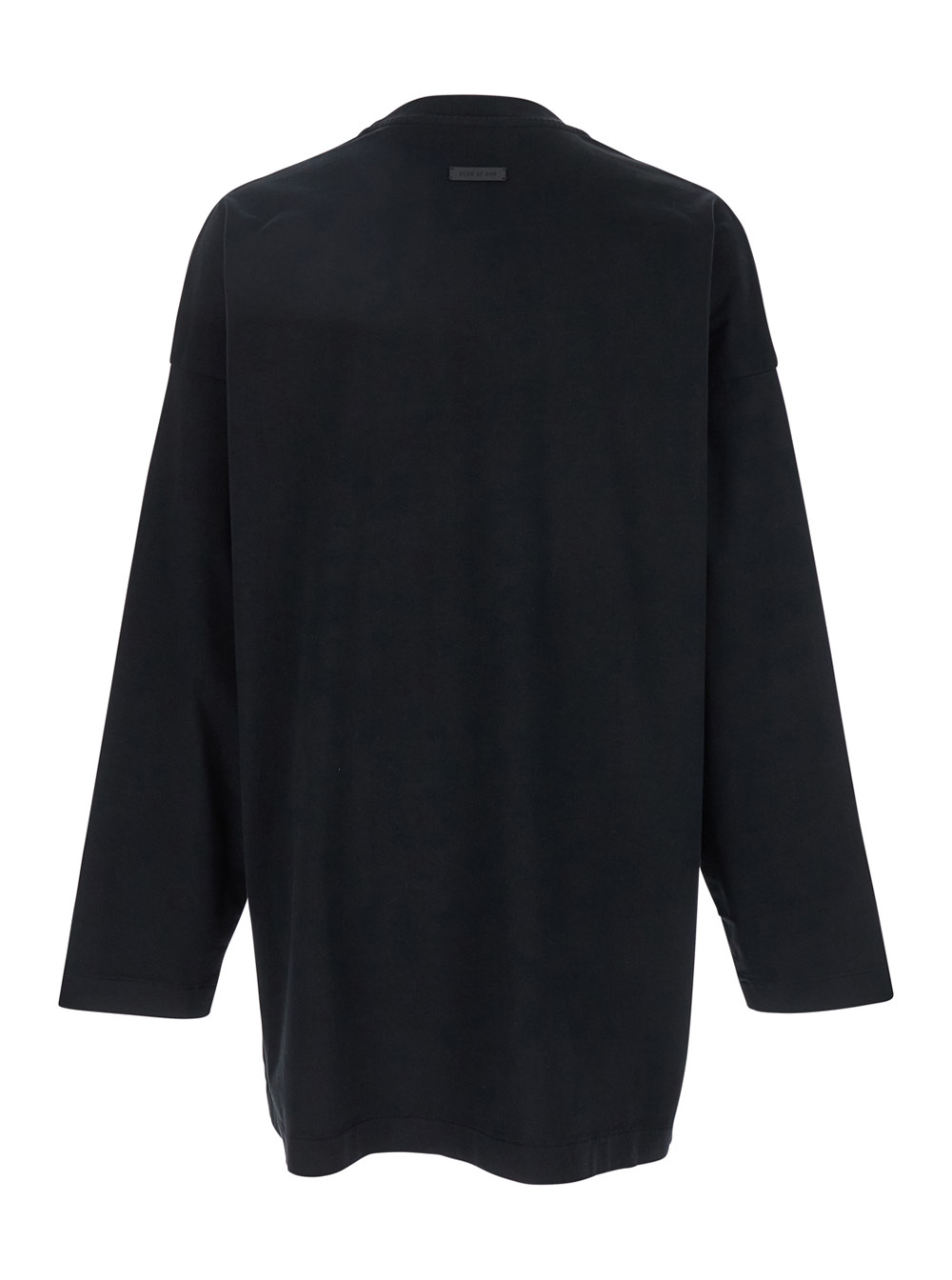 Fear Of God Black T-shirt With Eternal Print On The Front And Logo Patch On The Back In Black