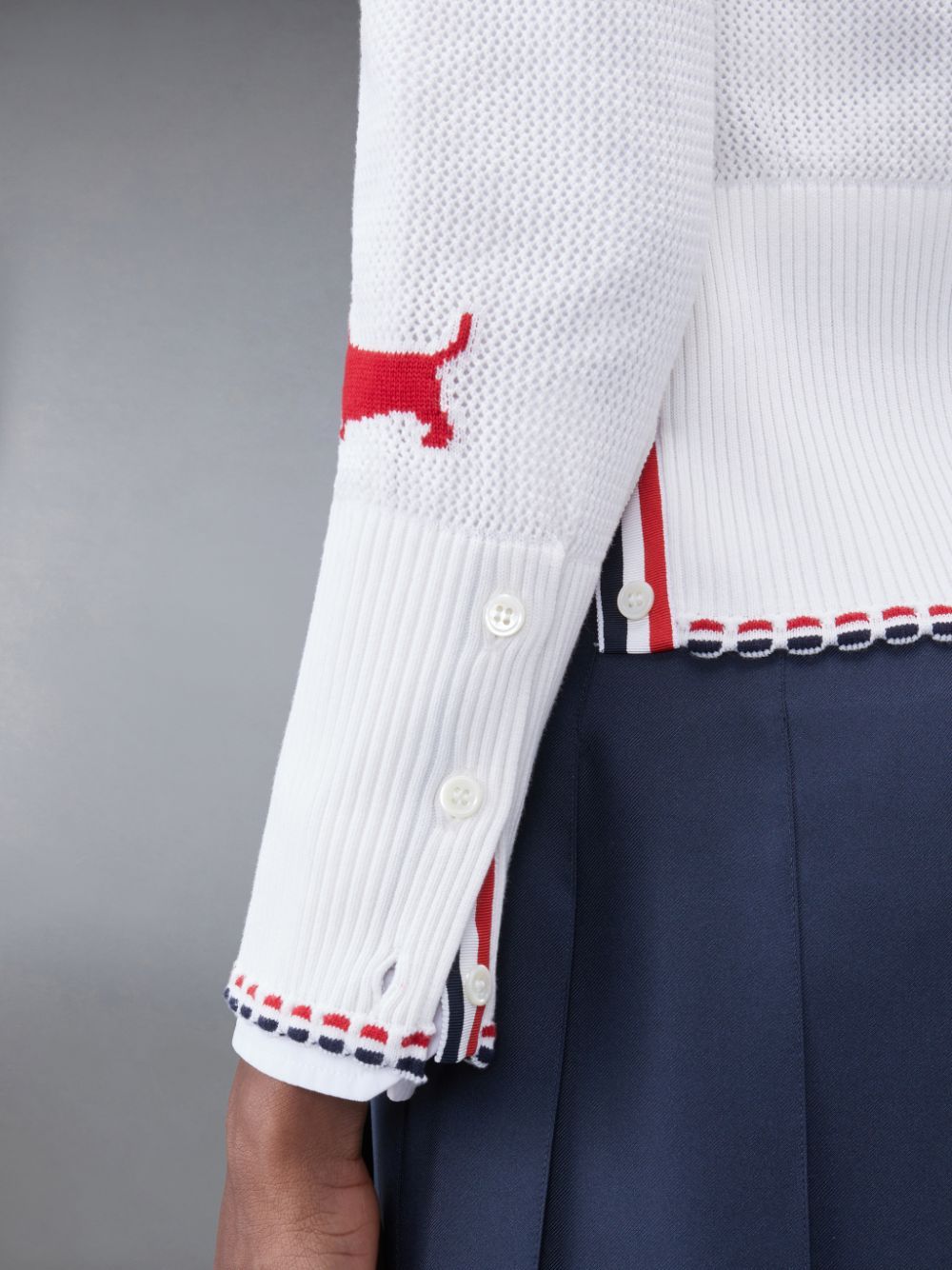 Thom Browne Intarsia-knit Hector Cotton Cardigan In White