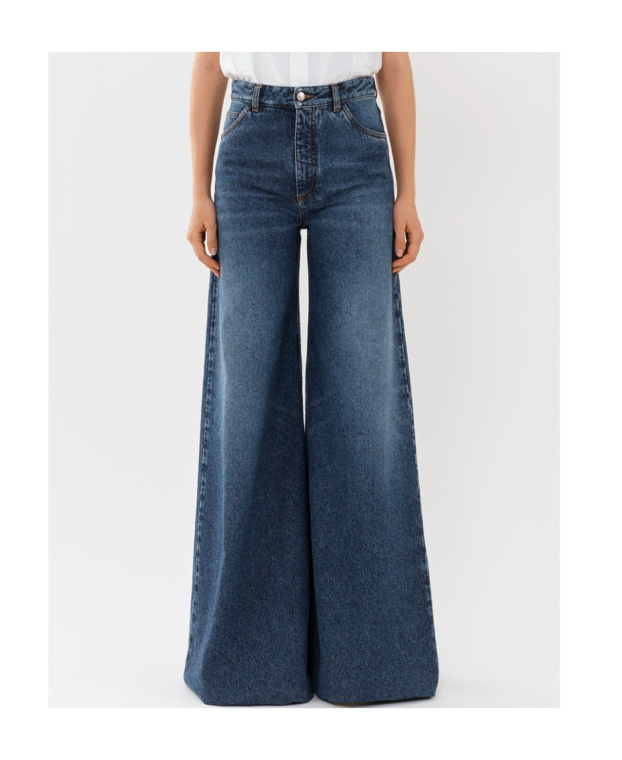 Chloé Chloe' Wide Leg Denim Jeans In Black
