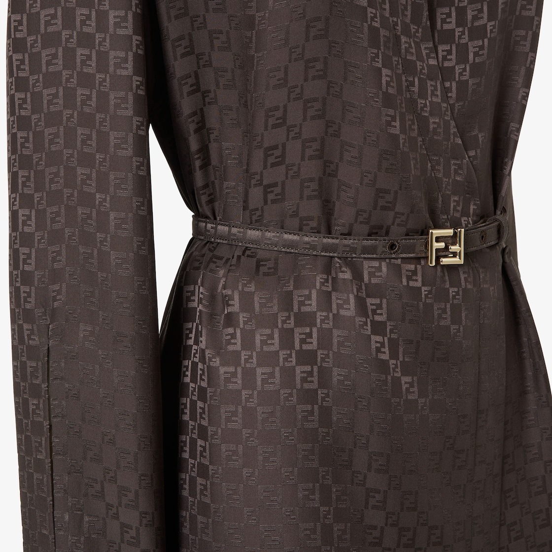 Fendi Ff-print Belted Trench Coat In Brown