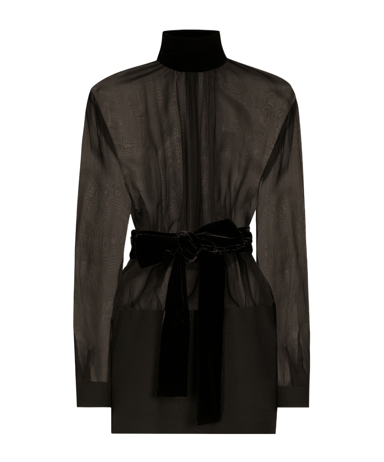 Dolce & Gabbana High Collar Long Sleeve Dress In Black