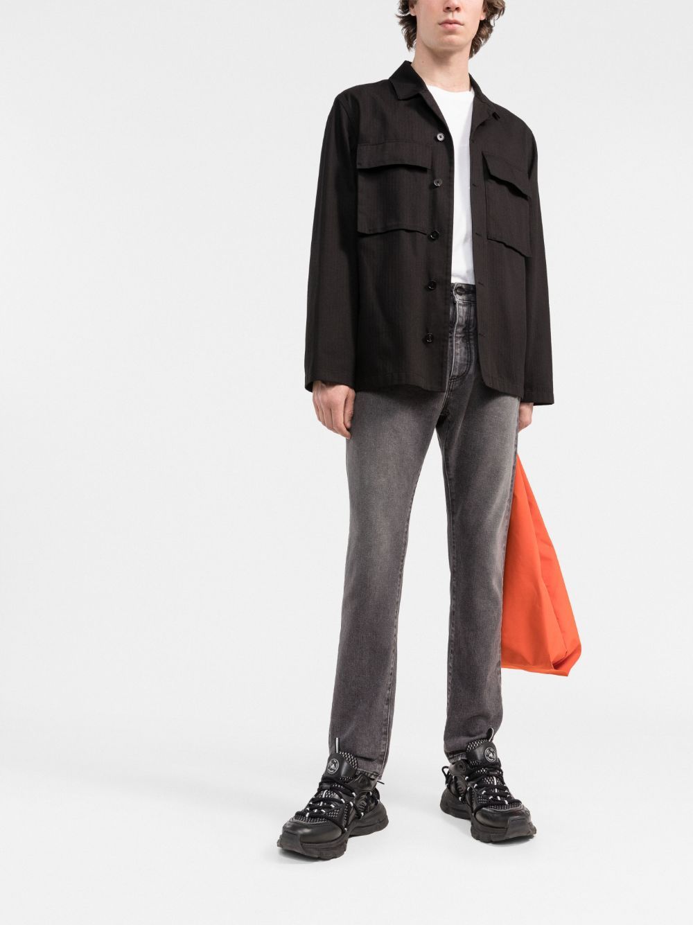 PALM ANGELS PALM ANGELS LOGO PRINTED STRAIGHT LEG JEANS