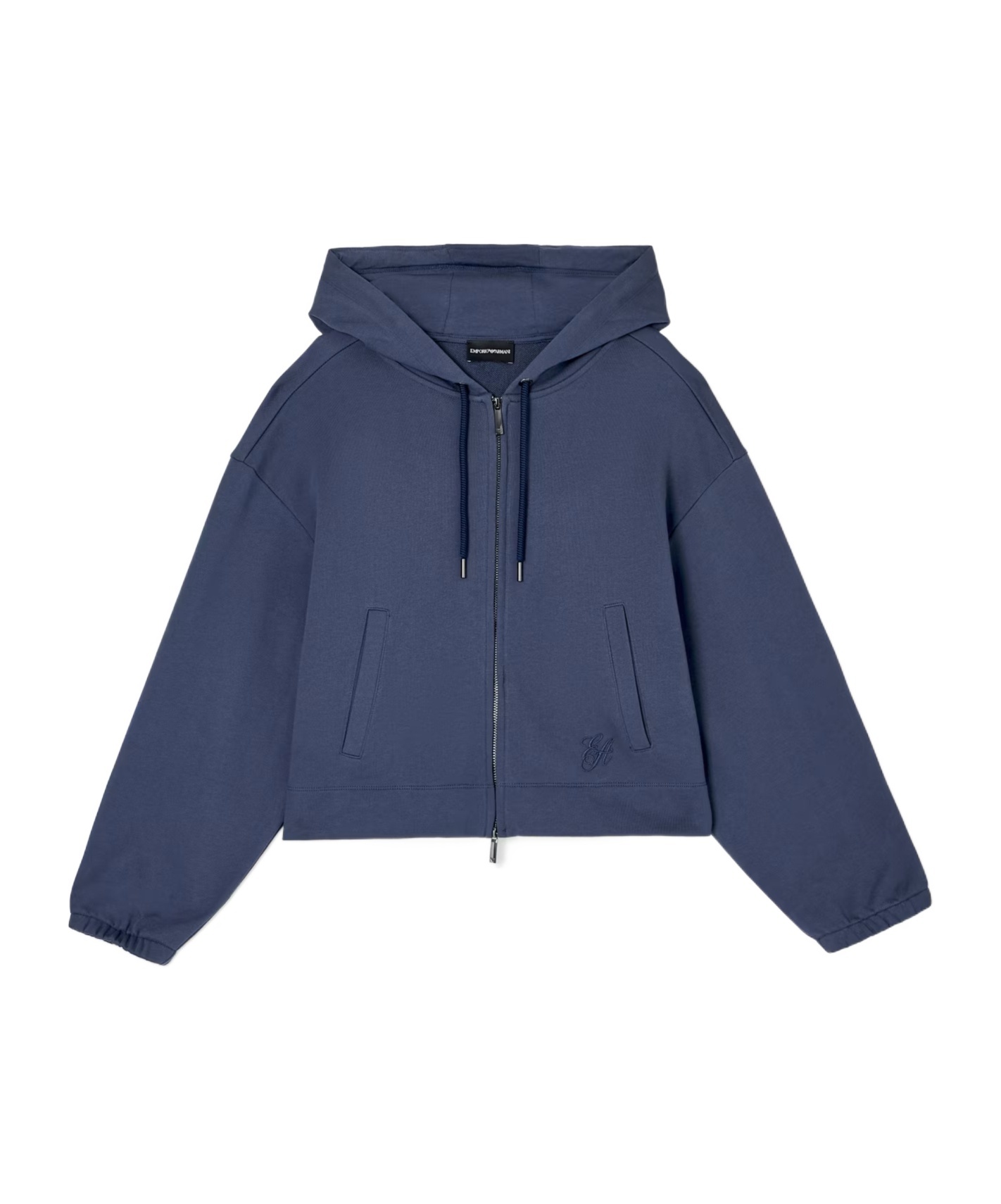 Emporio Armani Asv French Terrycloth Hooded Sweatshirt In Blue