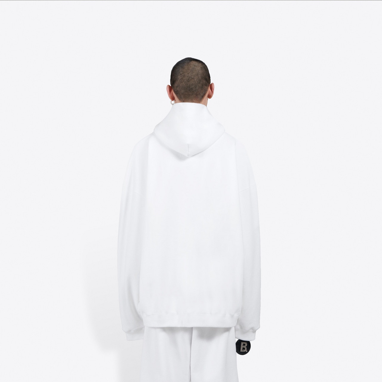 Balenciaga Printed Hooded Sweater In White