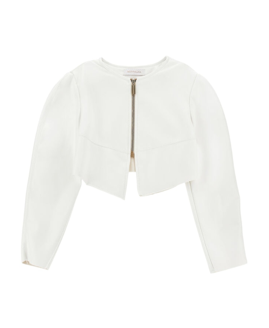 Monnalisa Coated Fabric Jacket In White