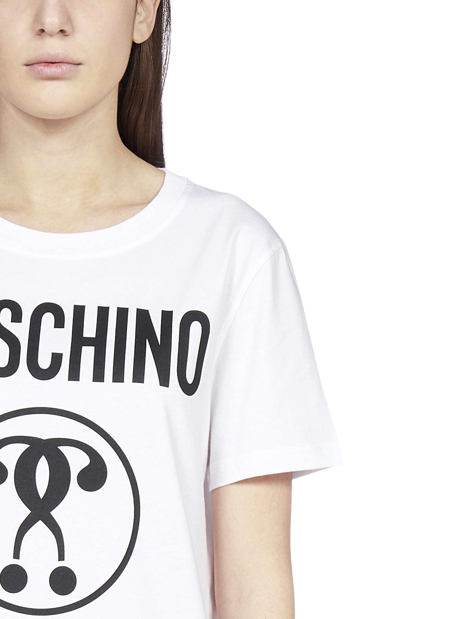 Moschino White Double Question Mark T-shirt In White